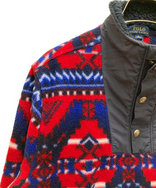 POLO RALPH LAUREN（ポロ・ラルフローレン）POLO RALPH LAUREN (ポロ・ラルフローレン) ネイティブ柄ハーフスナップフリースジャケット レッド×ブルー サイズ:XLの古着・服飾アイテム