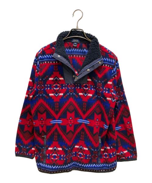 POLO RALPH LAUREN（ポロ・ラルフローレン）POLO RALPH LAUREN (ポロ・ラルフローレン) ネイティブ柄ハーフスナップフリースジャケット レッド×ブルー サイズ:XLの古着・服飾アイテム