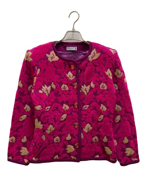 Yves Saint Laurent（イヴサンローラン）Yves Saint Laurent (イヴサンローラン) ヴィンテージノーカラーニットジャケット ピンク サイズ:mの古着・服飾アイテム