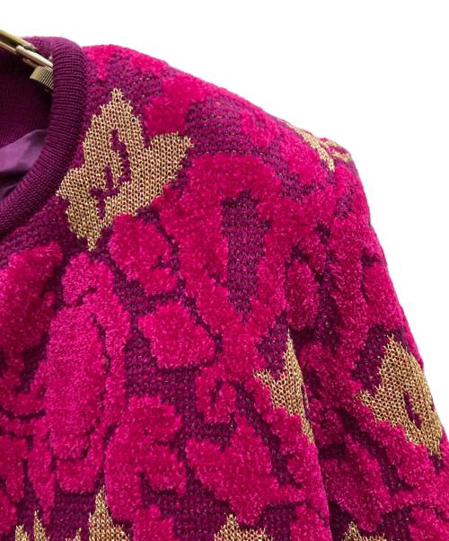 Yves Saint Laurent（イヴサンローラン）Yves Saint Laurent (イヴサンローラン) ヴィンテージノーカラーニットジャケット ピンク サイズ:mの古着・服飾アイテム