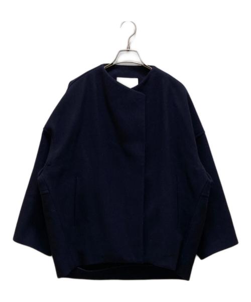 BALLSEY（ボールジィ）BALLSEY (ボールジィ) ウールカシミヤメルトン ノーカラーショートコート ネイビー サイズ:36の古着・服飾アイテム