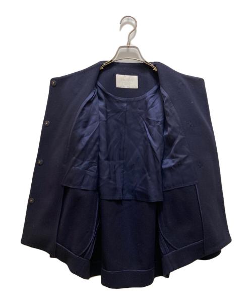BALLSEY（ボールジィ）BALLSEY (ボールジィ) ウールカシミヤメルトン ノーカラーショートコート ネイビー サイズ:36の古着・服飾アイテム