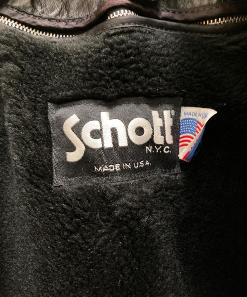 Schott（ショット）Schott (ショット) ライナー付 A-2 レザーフライトジャケット ブラック サイズ:42の古着・服飾アイテム