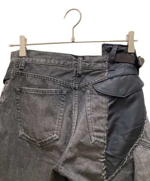 sacai（サカイ）sacai (サカイ) ラッププリーツスカート ダメージ デニムパンツ ブラック サイズ:1の古着・服飾アイテム