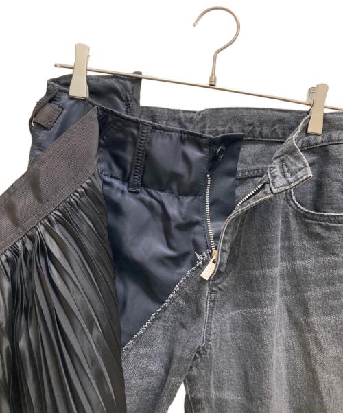 sacai（サカイ）sacai (サカイ) ラッププリーツスカート ダメージ デニムパンツ ブラック サイズ:1の古着・服飾アイテム