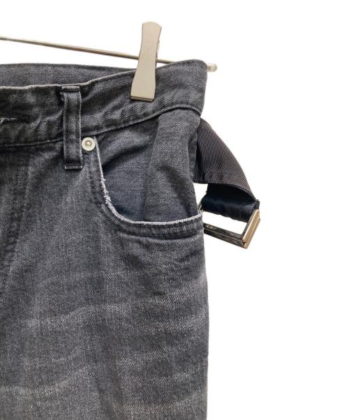 sacai（サカイ）sacai (サカイ) ラッププリーツスカート ダメージ デニムパンツ ブラック サイズ:1の古着・服飾アイテム