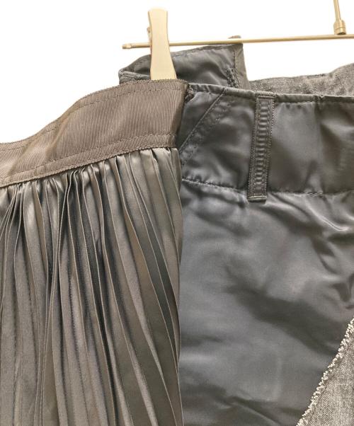 sacai（サカイ）sacai (サカイ) ラッププリーツスカート ダメージ デニムパンツ ブラック サイズ:1の古着・服飾アイテム