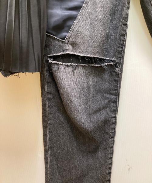 sacai（サカイ）sacai (サカイ) ラッププリーツスカート ダメージ デニムパンツ ブラック サイズ:1の古着・服飾アイテム