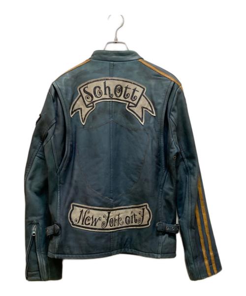 Schott（ショット）Schott (ショット) クラシックレーサーワッペンライダース グリーン サイズ:Ｍの古着・服飾アイテム