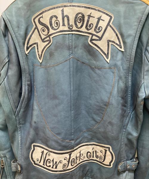 Schott（ショット）Schott (ショット) クラシックレーサーワッペンライダース グリーン サイズ:Ｍの古着・服飾アイテム