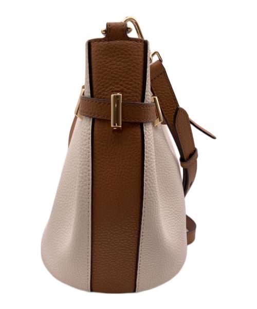 FURLA（フルラ）FURLA (フルラ) アウラ ミニ ドローストリングショルダーバッグ ホワイト×ブラウンの古着・服飾アイテム
