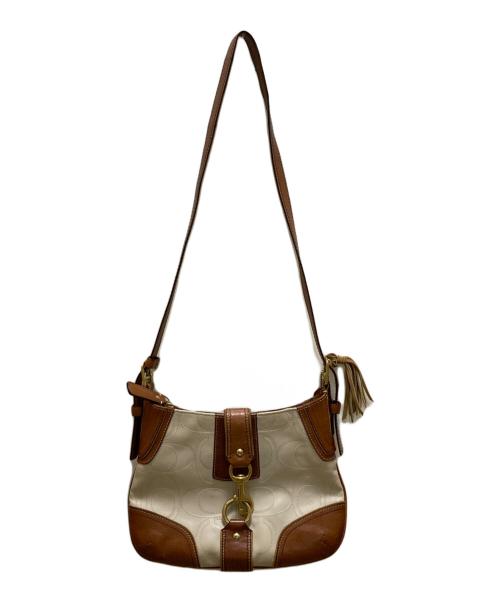 COACH（コーチ）COACH (コーチ) ハンプトンズ レザーショルダーバッグ ベージュの古着・服飾アイテム