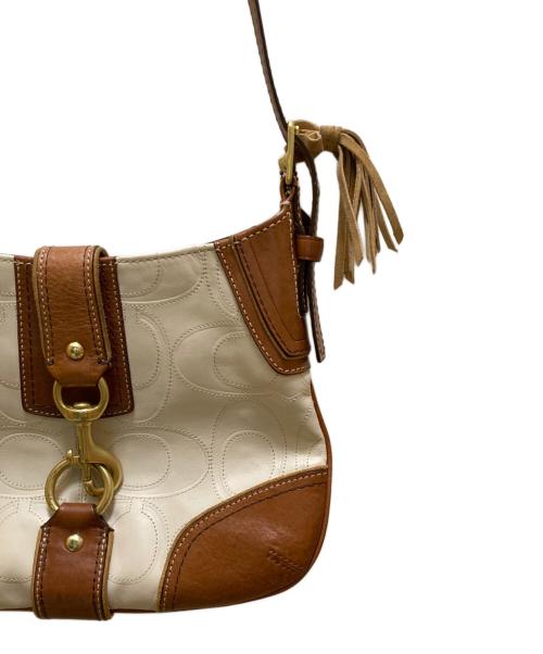 COACH（コーチ）COACH (コーチ) ハンプトンズ レザーショルダーバッグ ベージュの古着・服飾アイテム