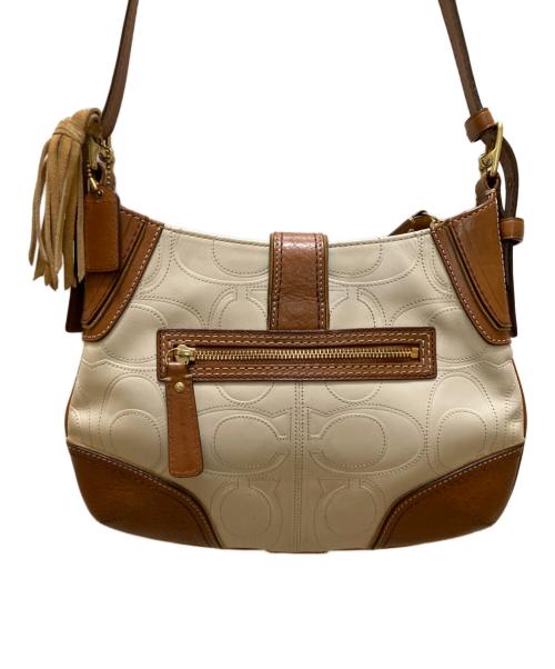 COACH（コーチ）COACH (コーチ) ハンプトンズ レザーショルダーバッグ ベージュの古着・服飾アイテム