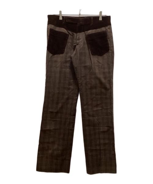 NUMBER (N)INE（ナンバーナイン）NUMBER (N)INE (ナンバーナイン) コーデュロイ切替チェックパンツ ブラウン サイズ:4の古着・服飾アイテム