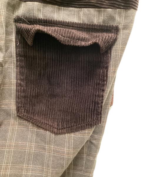 NUMBER (N)INE（ナンバーナイン）NUMBER (N)INE (ナンバーナイン) コーデュロイ切替チェックパンツ ブラウン サイズ:4の古着・服飾アイテム