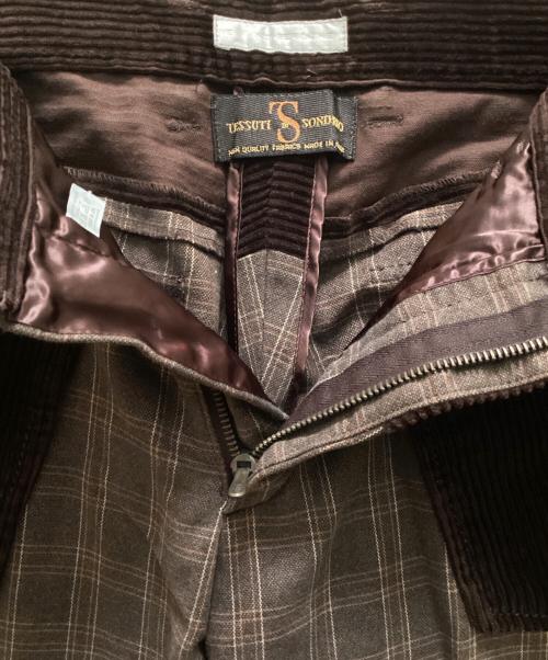 NUMBER (N)INE（ナンバーナイン）NUMBER (N)INE (ナンバーナイン) コーデュロイ切替チェックパンツ ブラウン サイズ:4の古着・服飾アイテム