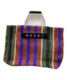 MARNI（マルニ）の古着「マーケットストライプハンドバッグ」｜ブラウン×ブルー