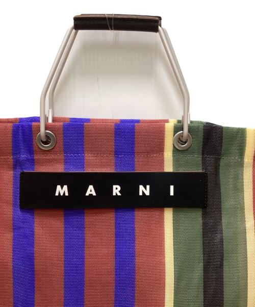 MARNI（マルニ）MARNI (マルニ) マーケットストライプハンドバッグ ブラウン×ブルーの古着・服飾アイテム