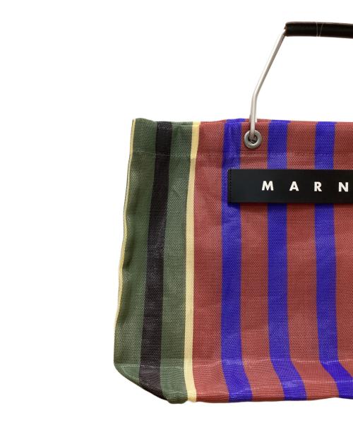 MARNI（マルニ）MARNI (マルニ) マーケットストライプハンドバッグ ブラウン×ブルーの古着・服飾アイテム