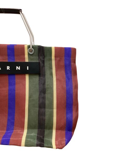 MARNI（マルニ）MARNI (マルニ) マーケットストライプハンドバッグ ブラウン×ブルーの古着・服飾アイテム