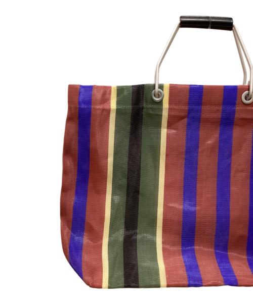 MARNI（マルニ）MARNI (マルニ) マーケットストライプハンドバッグ ブラウン×ブルーの古着・服飾アイテム