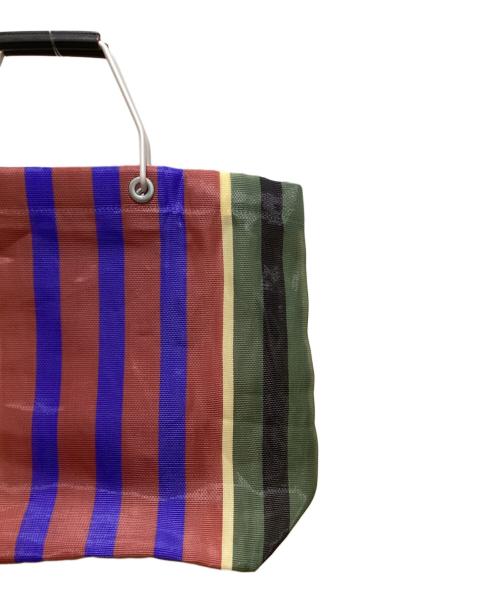 MARNI（マルニ）MARNI (マルニ) マーケットストライプハンドバッグ ブラウン×ブルーの古着・服飾アイテム