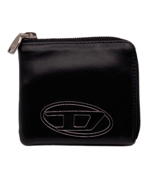 DIESEL（ディーゼル）DIESEL (ディーゼル) オーバルDロゴメタルプレートコンパクトウォレット ブラックの古着・服飾アイテム