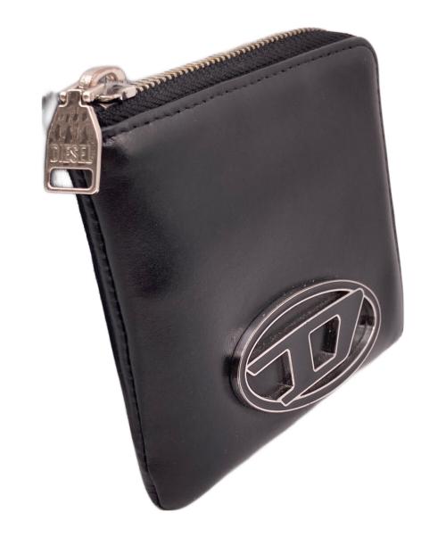 DIESEL（ディーゼル）DIESEL (ディーゼル) オーバルDロゴメタルプレートコンパクトウォレット ブラックの古着・服飾アイテム