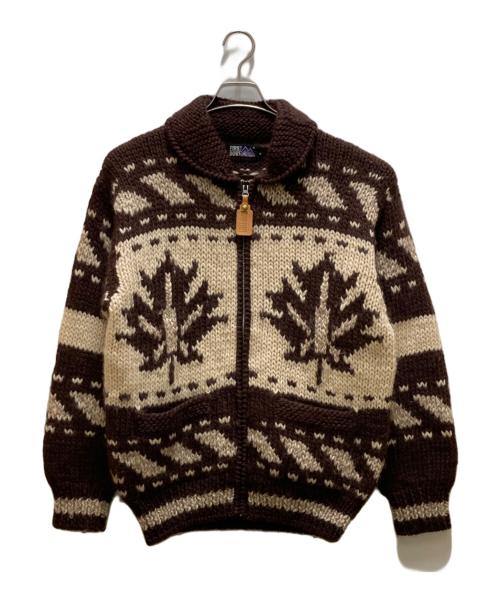 FIRST DOWN（ファーストダウン）FIRST DOWN (ファーストダウン) 90s紅葉ウールカウチンニット ブラウン サイズ:Ｍの古着・服飾アイテム