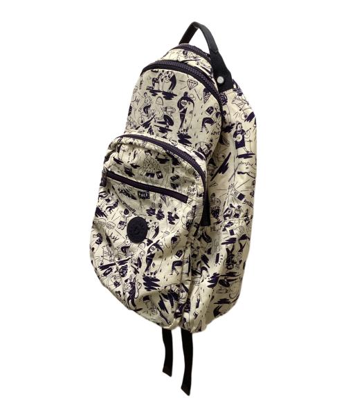 Kipling（キプリング）Kipling (キプリング) Colab Print リュック ホワイト×ネイビーの古着・服飾アイテム