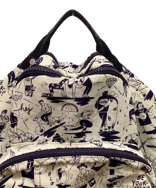 Kipling（キプリング）Kipling (キプリング) Colab Print リュック ホワイト×ネイビーの古着・服飾アイテム