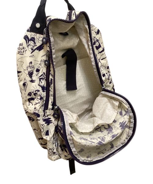Kipling（キプリング）Kipling (キプリング) Colab Print リュック ホワイト×ネイビーの古着・服飾アイテム