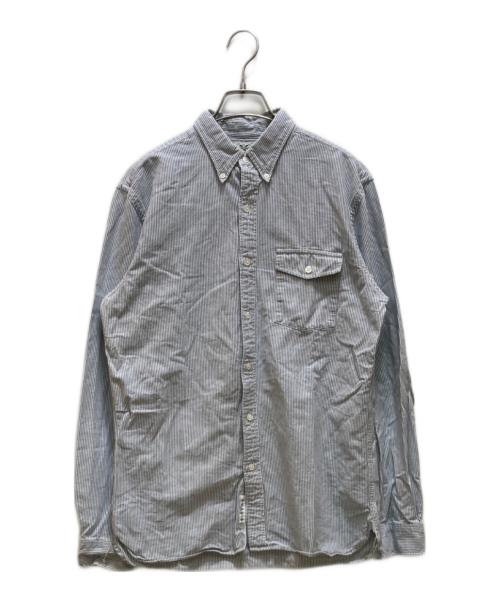 RRL（ダブルアールエル）RRL (ダブルアールエル) ストライプボタンダウンシャツ ホワイト×ブルー サイズ:Mの古着・服飾アイテム