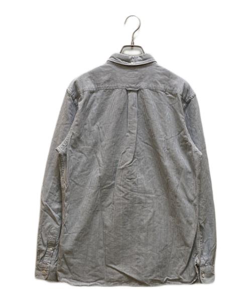 RRL（ダブルアールエル）RRL (ダブルアールエル) ストライプボタンダウンシャツ ホワイト×ブルー サイズ:Mの古着・服飾アイテム