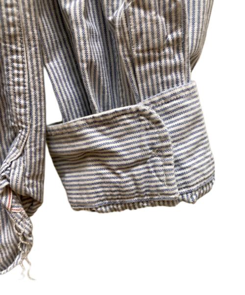 RRL（ダブルアールエル）RRL (ダブルアールエル) ストライプボタンダウンシャツ ホワイト×ブルー サイズ:Mの古着・服飾アイテム