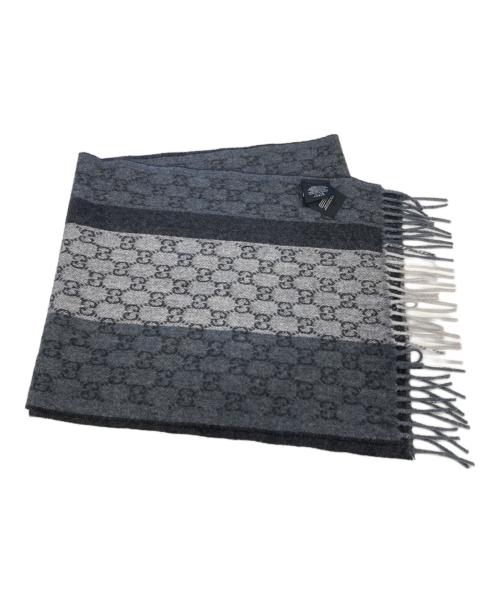 GUCCI（グッチ）GUCCI (グッチ) GGパターン ウール・カシミヤストール グレー サイズ:35×165ＣＭの古着・服飾アイテム