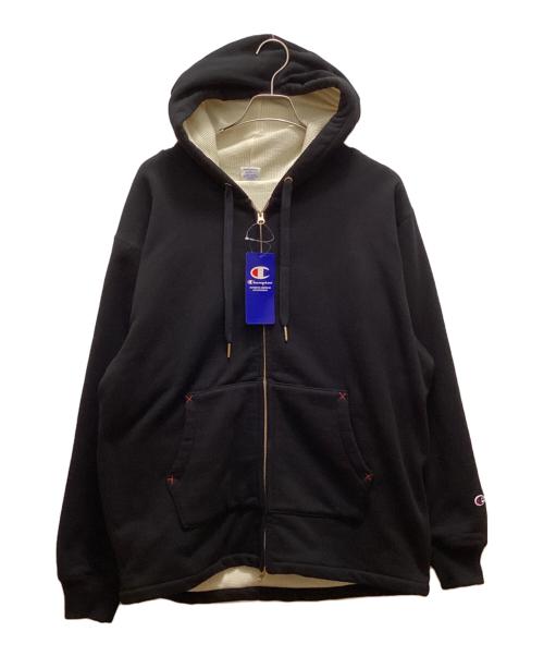 Champion（チャンピオン）Champion (チャンピオン) ダブルフェイス 裏地サーマルジップパーカー ブラック サイズ:Lの古着・服飾アイテム