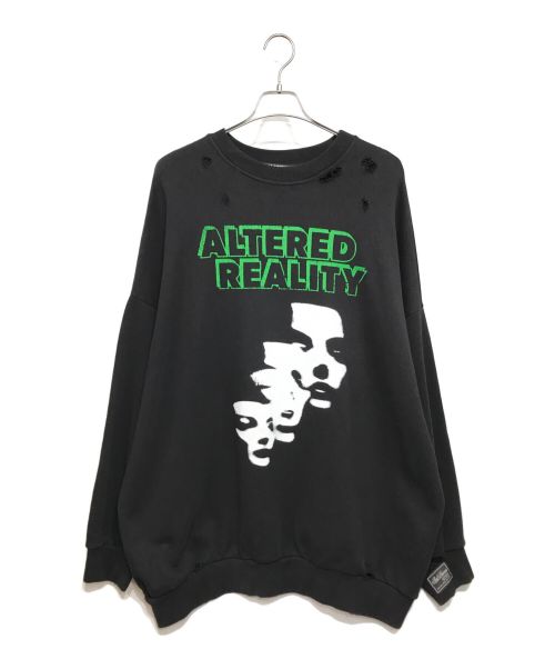 RAF SIMONS（ラフシモンズ）RAF SIMONS (ラフシモンズ) Destroyed crew neck sweater Altered Reality print スウェット ブラック サイズ:1の古着・服飾アイテム