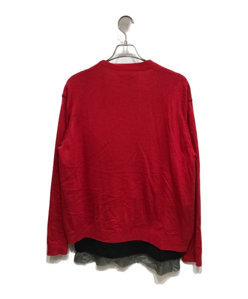 JohnUNDERCOVER（ジョンアンダーカバー）JohnUNDERCOVER (ジョンアンダーカバー) レイヤードデザインカーディガン レッド×グレー サイズ:3の古着・服飾アイテム