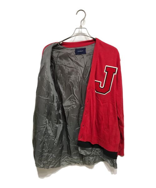 JohnUNDERCOVER（ジョンアンダーカバー）JohnUNDERCOVER (ジョンアンダーカバー) レイヤードデザインカーディガン レッド×グレー サイズ:3の古着・服飾アイテム