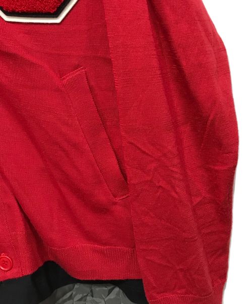 JohnUNDERCOVER（ジョンアンダーカバー）JohnUNDERCOVER (ジョンアンダーカバー) レイヤードデザインカーディガン レッド×グレー サイズ:3の古着・服飾アイテム