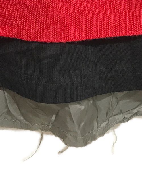 JohnUNDERCOVER（ジョンアンダーカバー）JohnUNDERCOVER (ジョンアンダーカバー) レイヤードデザインカーディガン レッド×グレー サイズ:3の古着・服飾アイテム