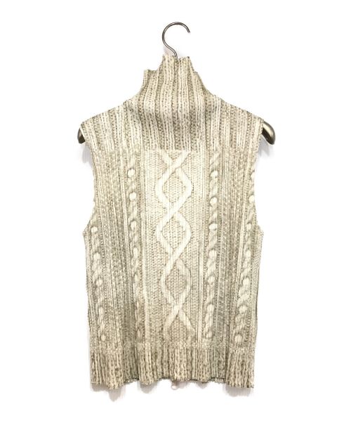 PLEATS PLEASE（プリーツプリーズ）PLEATS PLEASE (プリーツプリーズ) 転写プリントジップアッププリーツカットソー ベージュ サイズ:3の古着・服飾アイテム