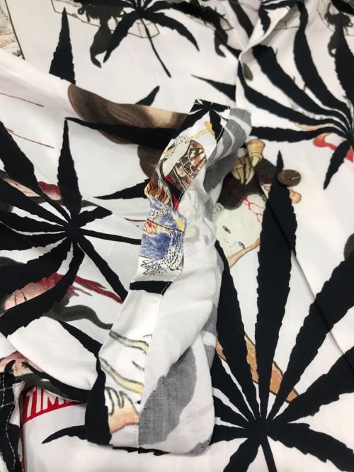 WACKO MARIA（ワコマリア）WACKO MARIA (ワコマリア) HAWAIIAN SHIRT レーヨンアロハシャツ ホワイト×ブラック サイズ:Lの古着・服飾アイテム
