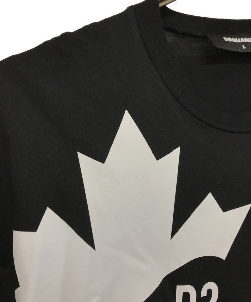 DSQUARED2（ディースクエアード）DSQUARED2 (ディースクエアード) D2 LEAF SPORT ロゴプリント T-SHIRT ブラック サイズ:Lの古着・服飾アイテム