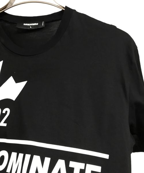 DSQUARED2（ディースクエアード）DSQUARED2 (ディースクエアード) D2 LEAF SPORT ロゴプリント T-SHIRT ブラック サイズ:Lの古着・服飾アイテム