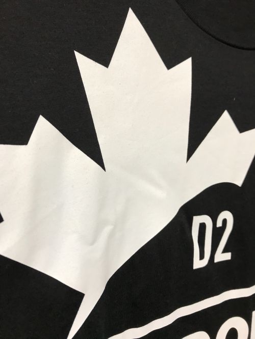 DSQUARED2（ディースクエアード）DSQUARED2 (ディースクエアード) D2 LEAF SPORT ロゴプリント T-SHIRT ブラック サイズ:Lの古着・服飾アイテム