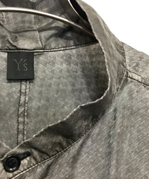 Y's（ワイズ）Y's (ワイズ) 千鳥格子デザインヴィンテージ加工キュプラ半袖ブラウス グレー サイズ:1の古着・服飾アイテム
