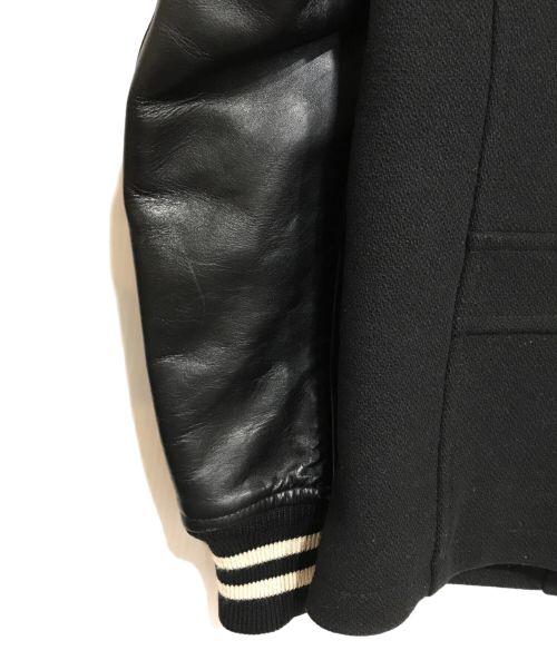 COOTIE PRODUCTIONS（クーティープロダクツ）COOTIE PRODUCTIONS (クーティープロダクツ) レザー切替ワッペンスタジャン ブラック サイズ:SMALLの古着・服飾アイテム